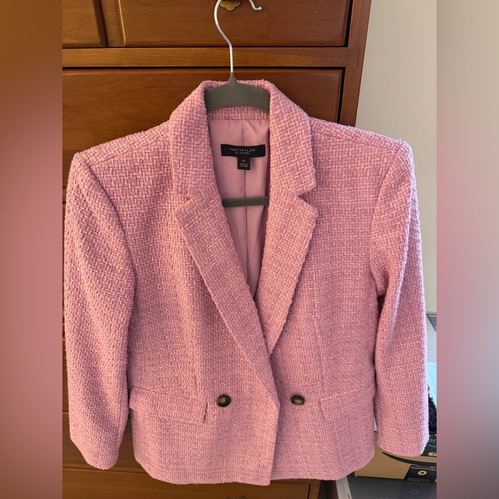 Petite Tweed Double Breasted Blazer
